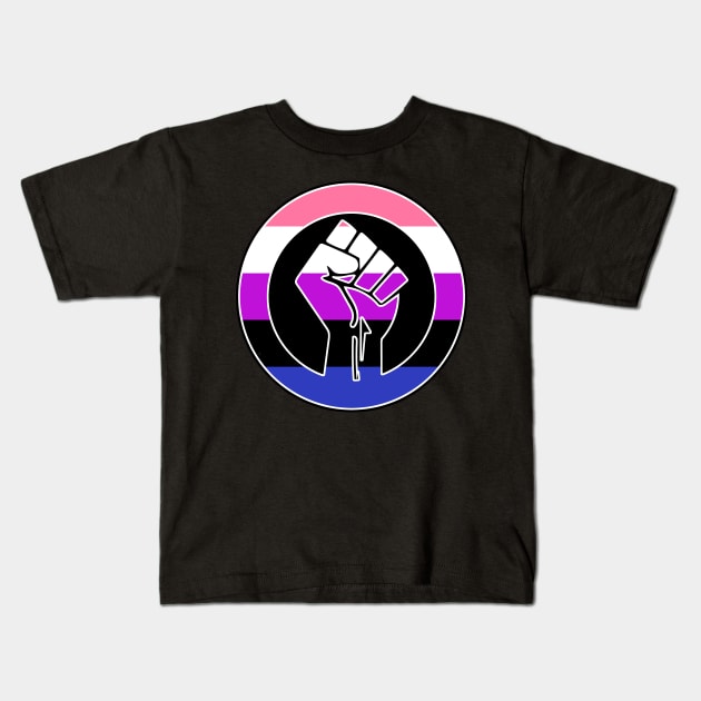 Black Lives Matter Fist Circled LGBTQ Flag Genderfluid Kids T-Shirt by aaallsmiles